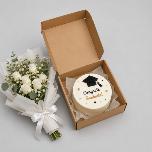 Bouquet & Cake Graduation Gift Set-italianflowerkw