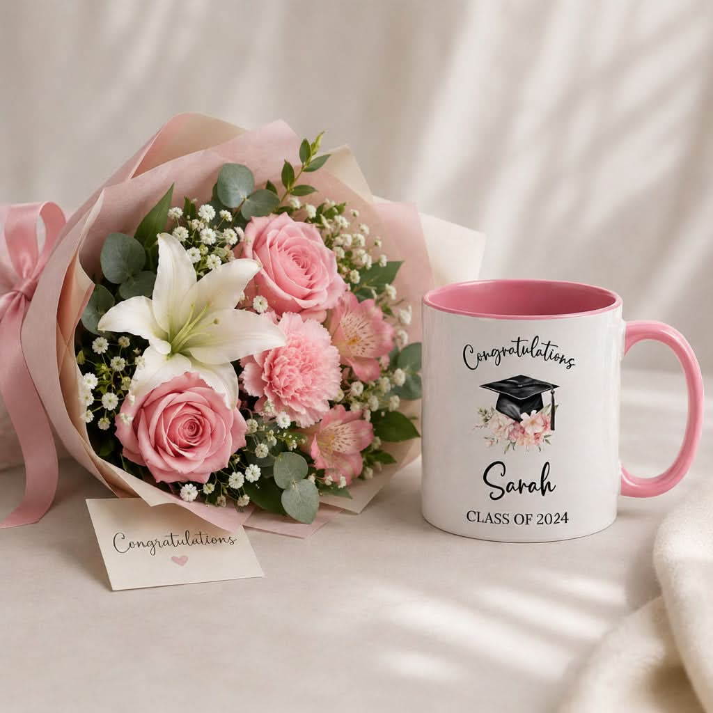 Mix Flowers Bouquet & Chocolates Gift Set for Graduation-italianflowerkw