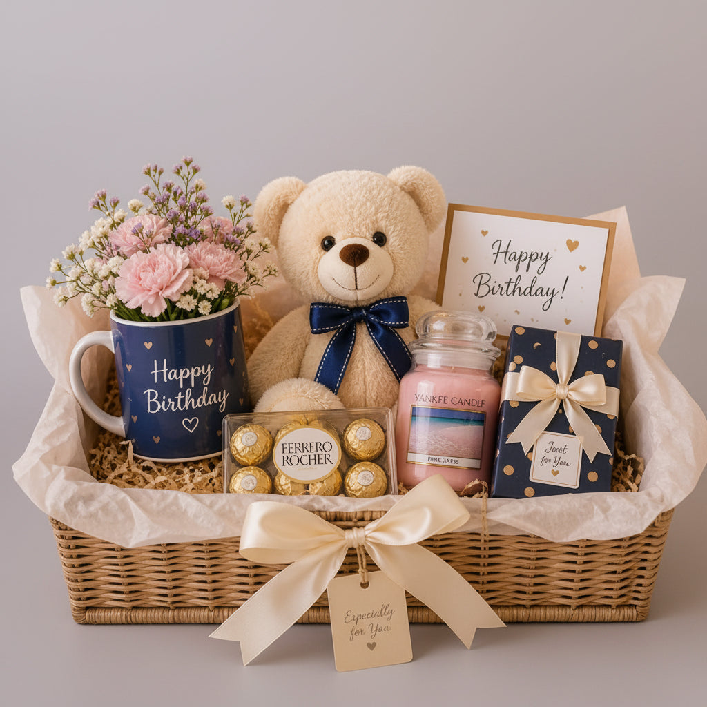 Mixed Flowers Bouquet & Chocolates Gift Set🌸🍫 italianflowerkuwait-italianflowerkwBirthday Gift BasketBirthday Gift Basket