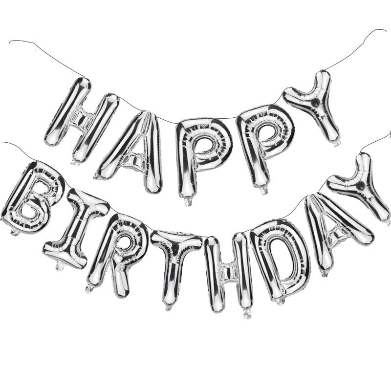 Happy Birthday Silver Foil Balloon - italianflowerkw
