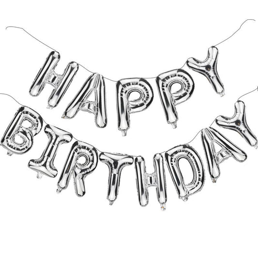 Happy Birthday Silver Foil Balloon - italianflowerkw