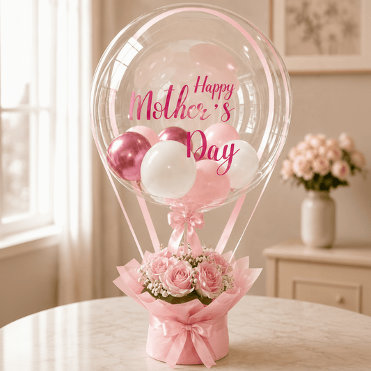 Happy Mother's Day Bobo Balloon with Flowers - italianflowerkw