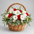 Harmony Basket – Red and White Flower Basket Kuwait Arrangement-italianflowerkw