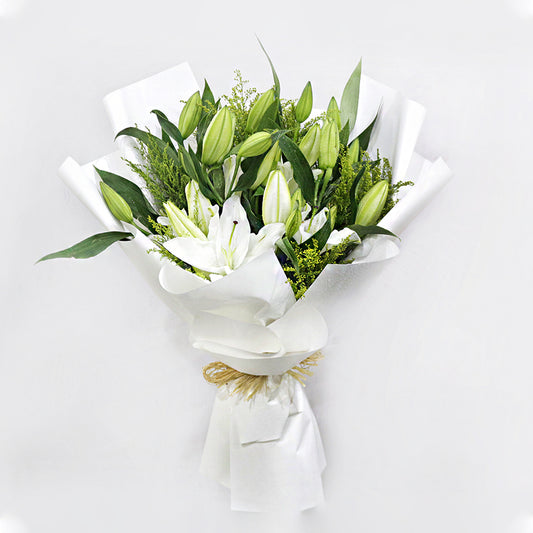 Elegant White Casablanca Bouquet – 10 Stems