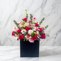Luxury Pink Roses & Orchid Black Box Arrangement-italianflowerkw
