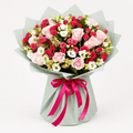 Mixed Roses Bouquet – Pink & Red Blooms with Lisianthus-italianflowerkw