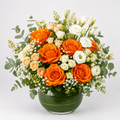 Orange Rose Glass Vase Arrangement Kuwait-italianflowerkw