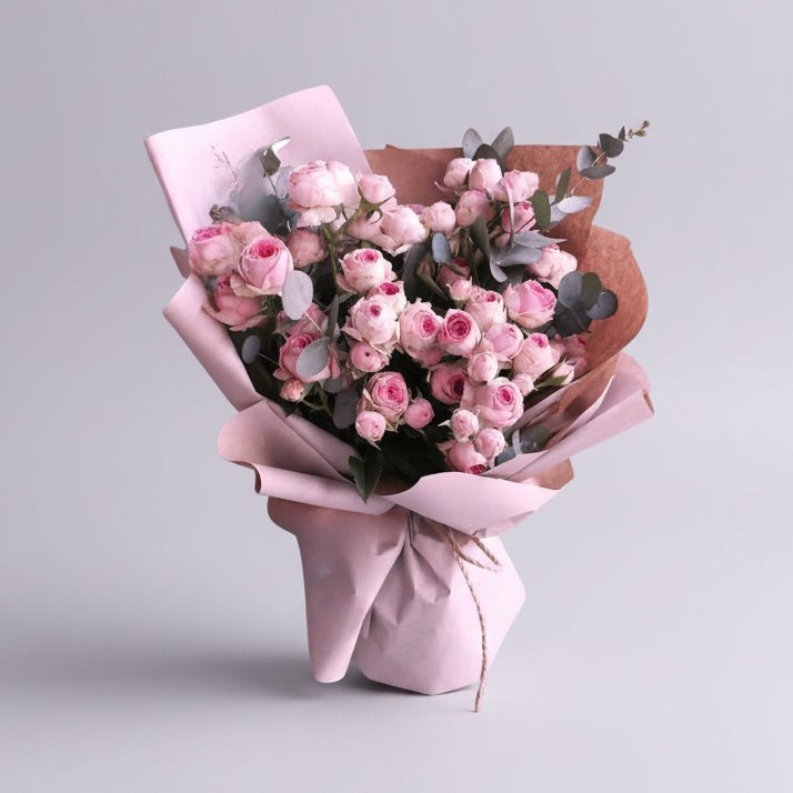 Pink Baby Roses Bouquet - Handcrafted Beauty -italianflowerkw