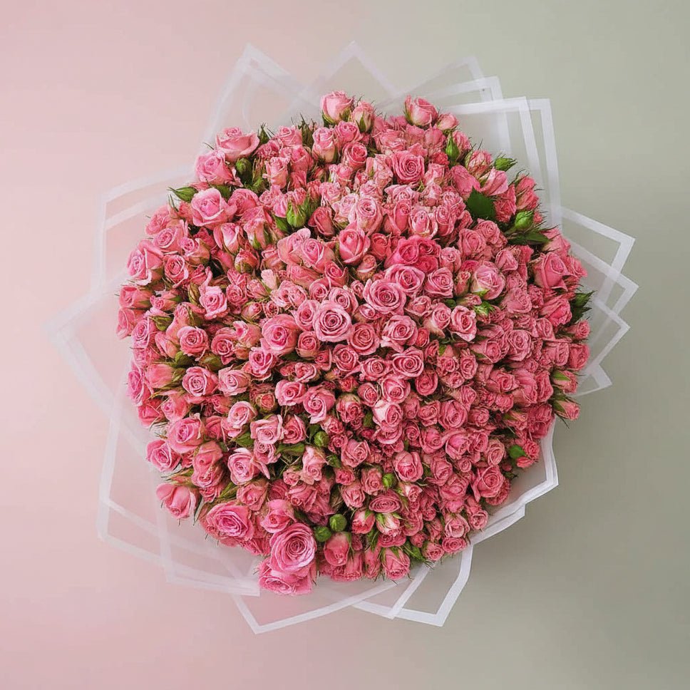 70 pc Pink Baby Rose Hand Bouquet - italianflowerkw