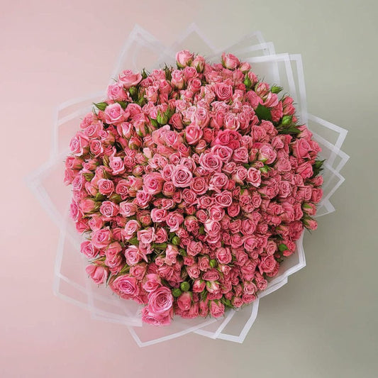 70 pc Pink Baby Rose Hand Bouquet - italianflowerkw