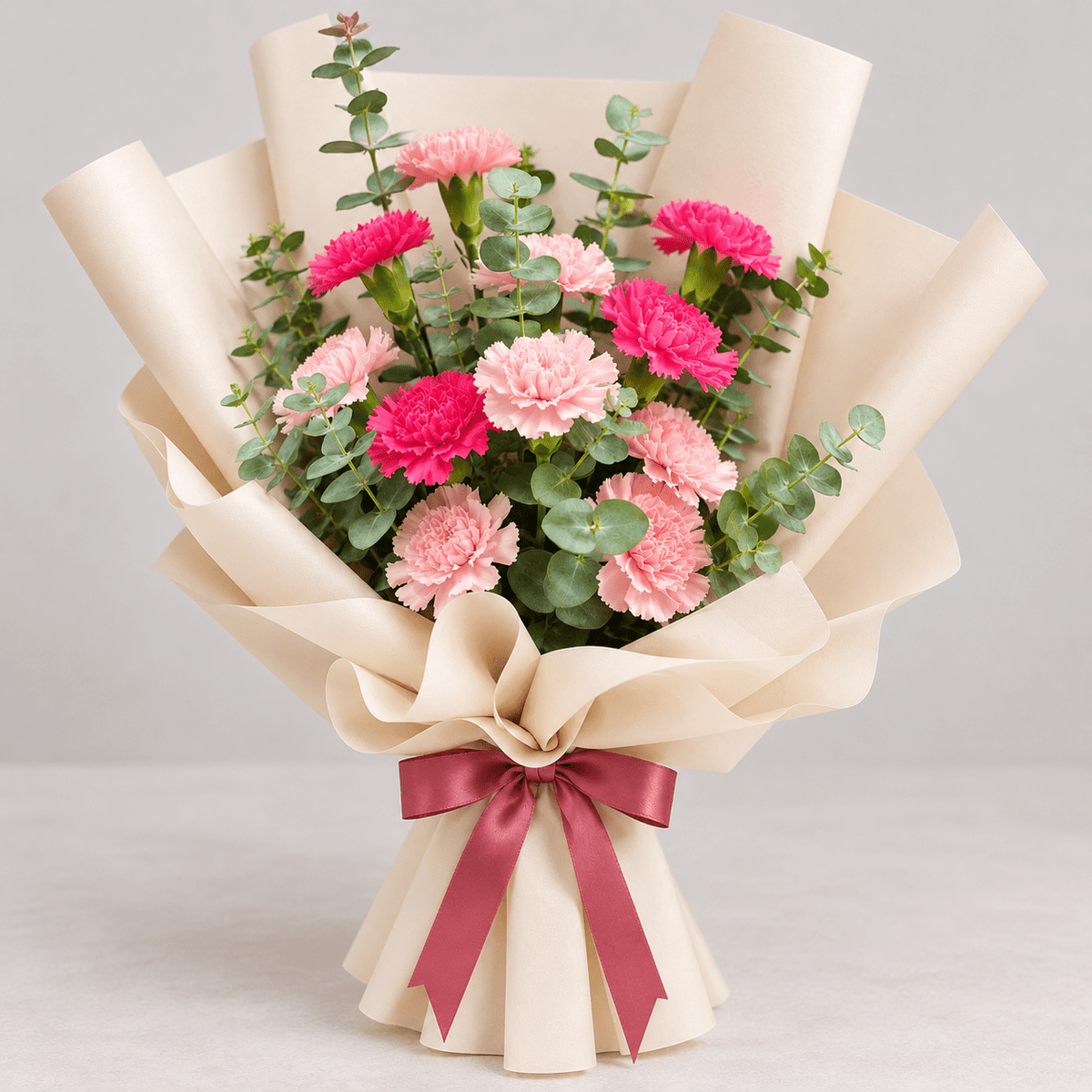 Pink Carnation Bouquet with Eucalyptus-italianflowerkw