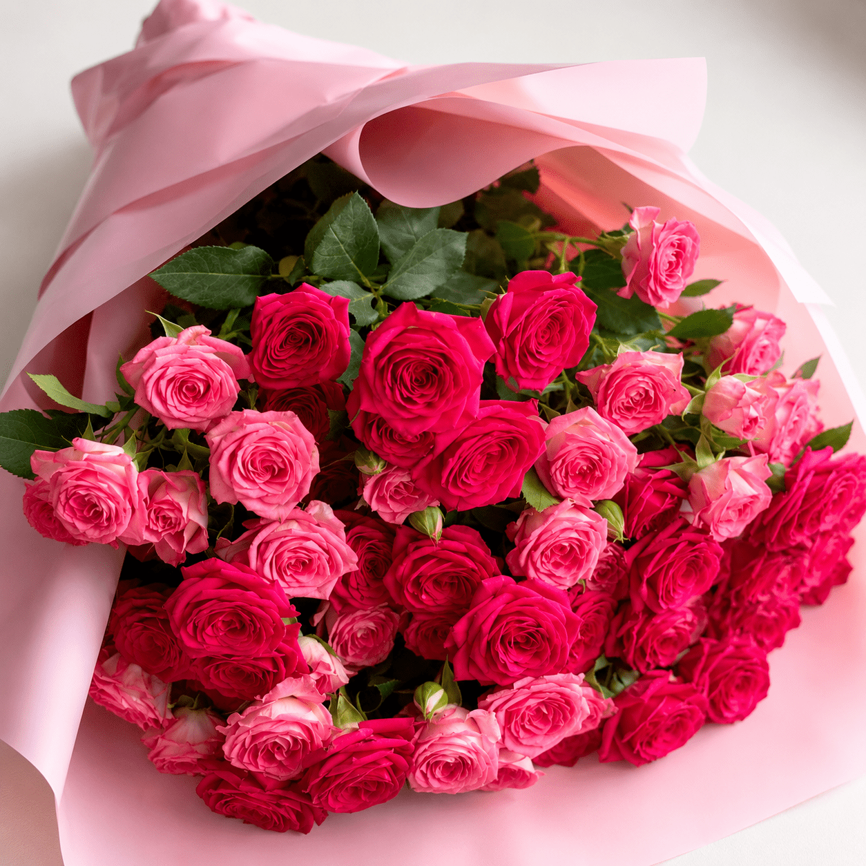 Pink & Fuchsia Baby Roses Bouquet – 10 Pcs-italianflowerkw