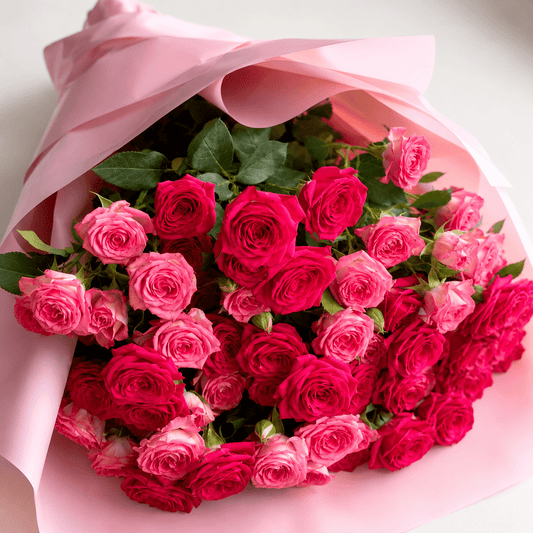 Pink & Fuchsia Baby Roses Bouquet – 10 Pcs-italianflowerkw