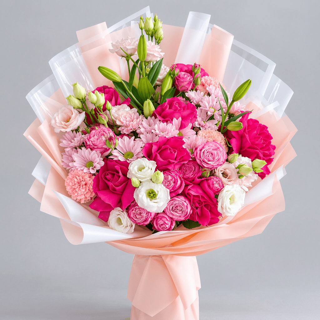 Pink Harmony Mixed Flower Bouquet-italianflowerkw