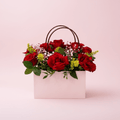 Pink Mini Bag with 5 Red Roses-italianflowerkw