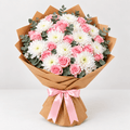 Pink Rose & White Chrysanthemum Bouquet-italianflowerkw