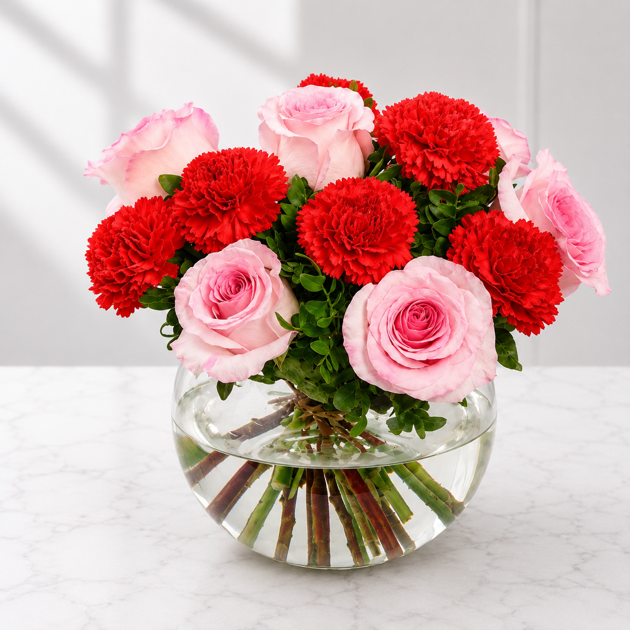 Mixed Flowers Bouquet & Chocolates Gift Set Same Day Delivery Kuwait-italianflowerkwRose Carnation Vase Arrangement Kuwait