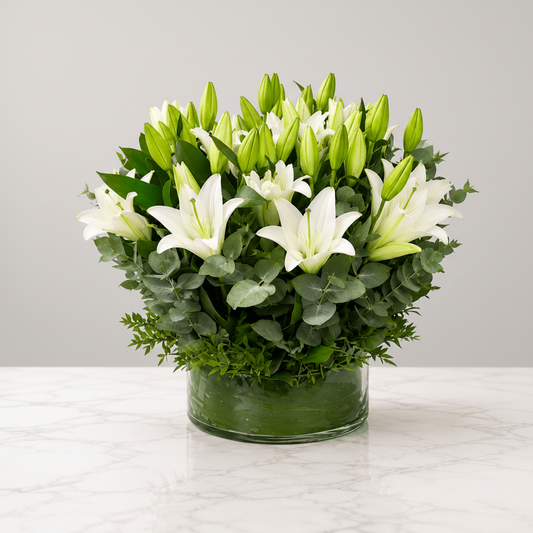 White Lily Mix Flowers Bouquet-italianflowerkw