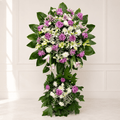 Purple Standing Flower Arrangement – Roses, Lilies & White Craze-italianflowerkw