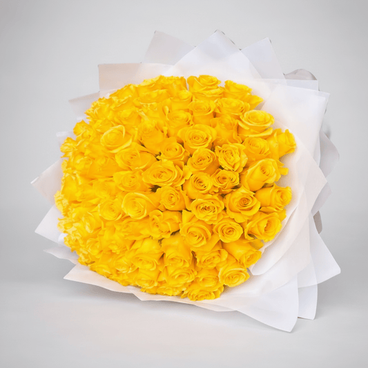 Radiance in Bloom: 100 Yellow Roses - italianflowerkw
