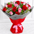 Red N Pink flowers mixed flower bouquet - italianflowerkw