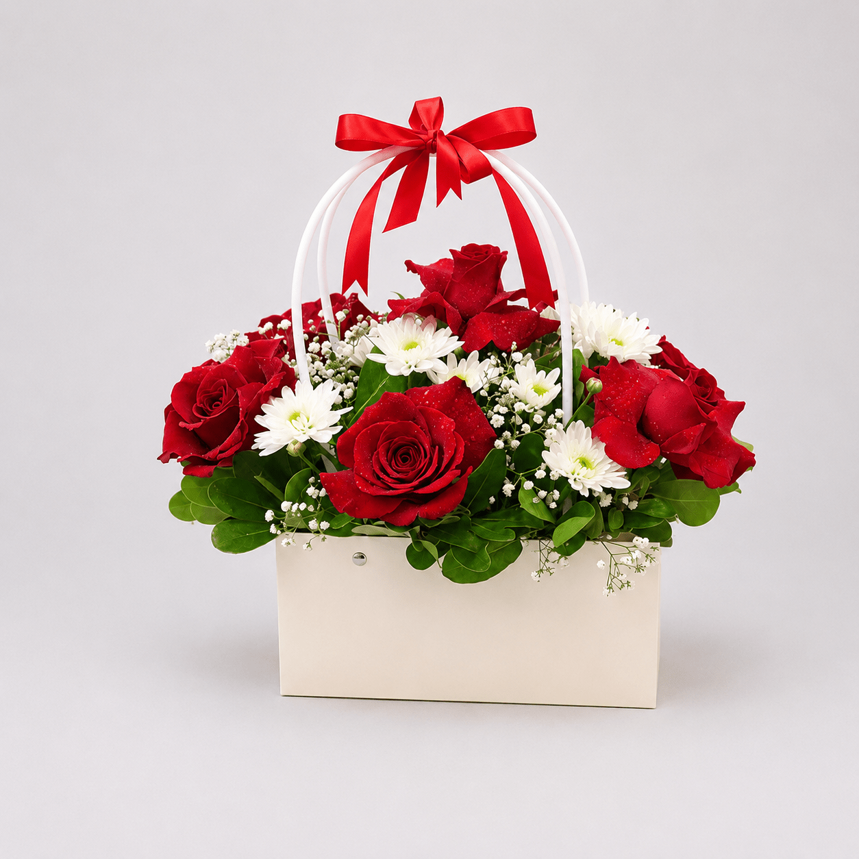 Red Rose Arrangement in Bag with Ribbon-italianflowerkw