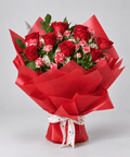Red Rose Bouquet kuwait in Red Wrapping-italianflowerkw