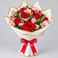 Red Rose & Pink Alstroemeria Bouquet Kuwait | italianflowerkw