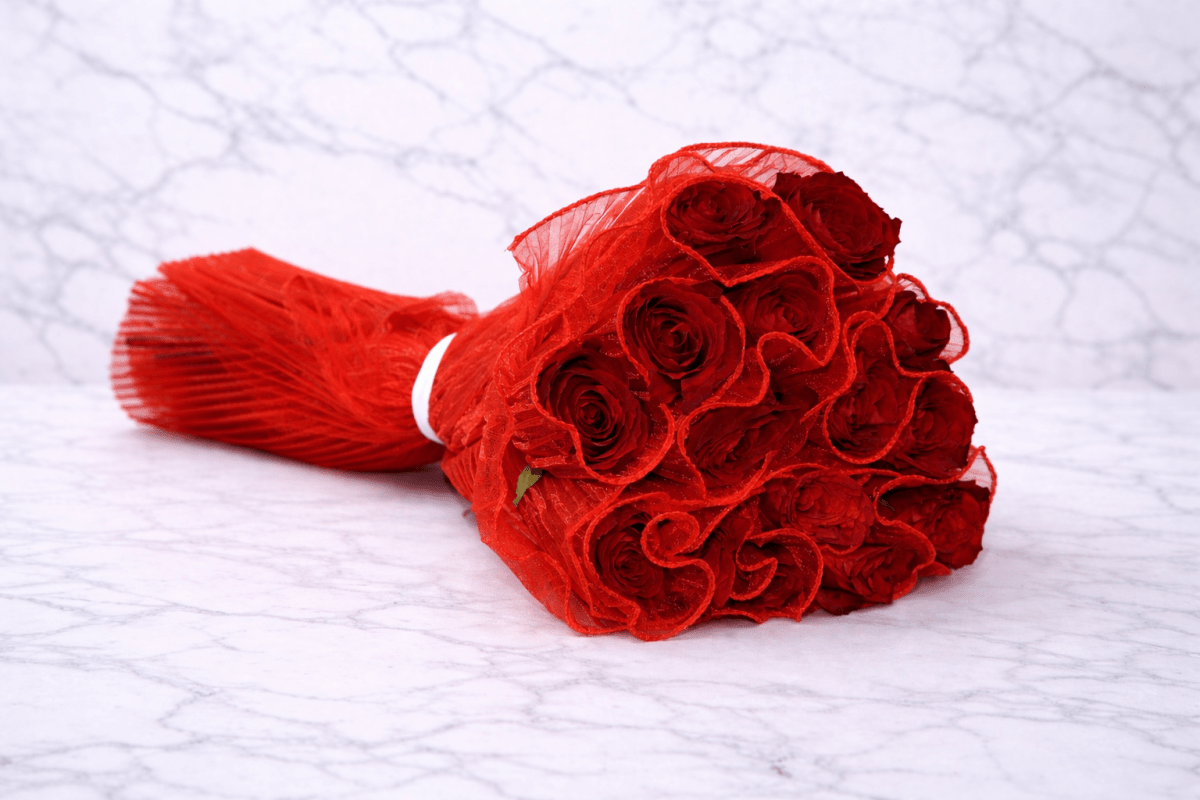 20 Red Roses Luxury Bouquet with Satin Bow-italianflowerkw