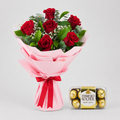 Mixed Flowers Bouquet & Chocolates Gift Set-italianflowerkwRed Rose Bouquet with Ferrero Rocher Kuwait