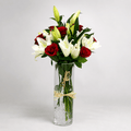 Red Roses and White Lilies Vase-italianflowerkw