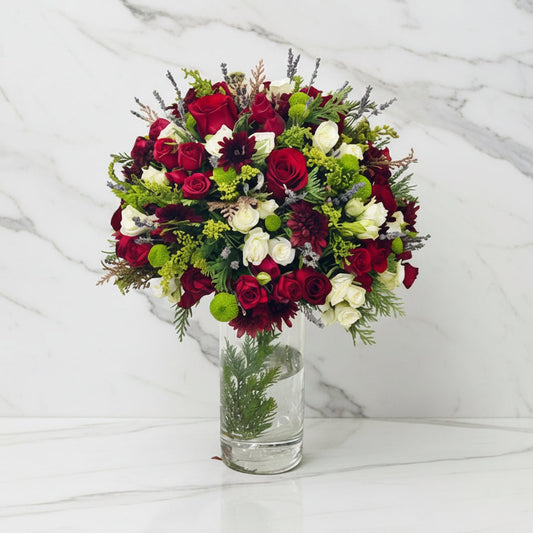 Red Vase Bouquet 45 - italianflowerkw