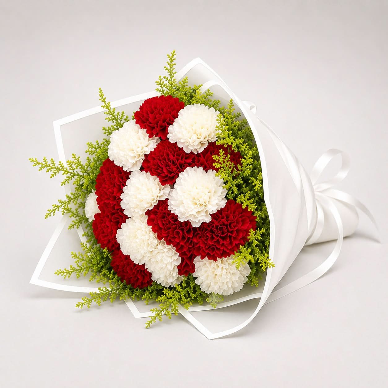 Red & White Carnation Bouquet-italianflowerkw