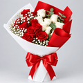 Red White Rose Bouquet Kuwait with Baby's Breath-italianflowerkw