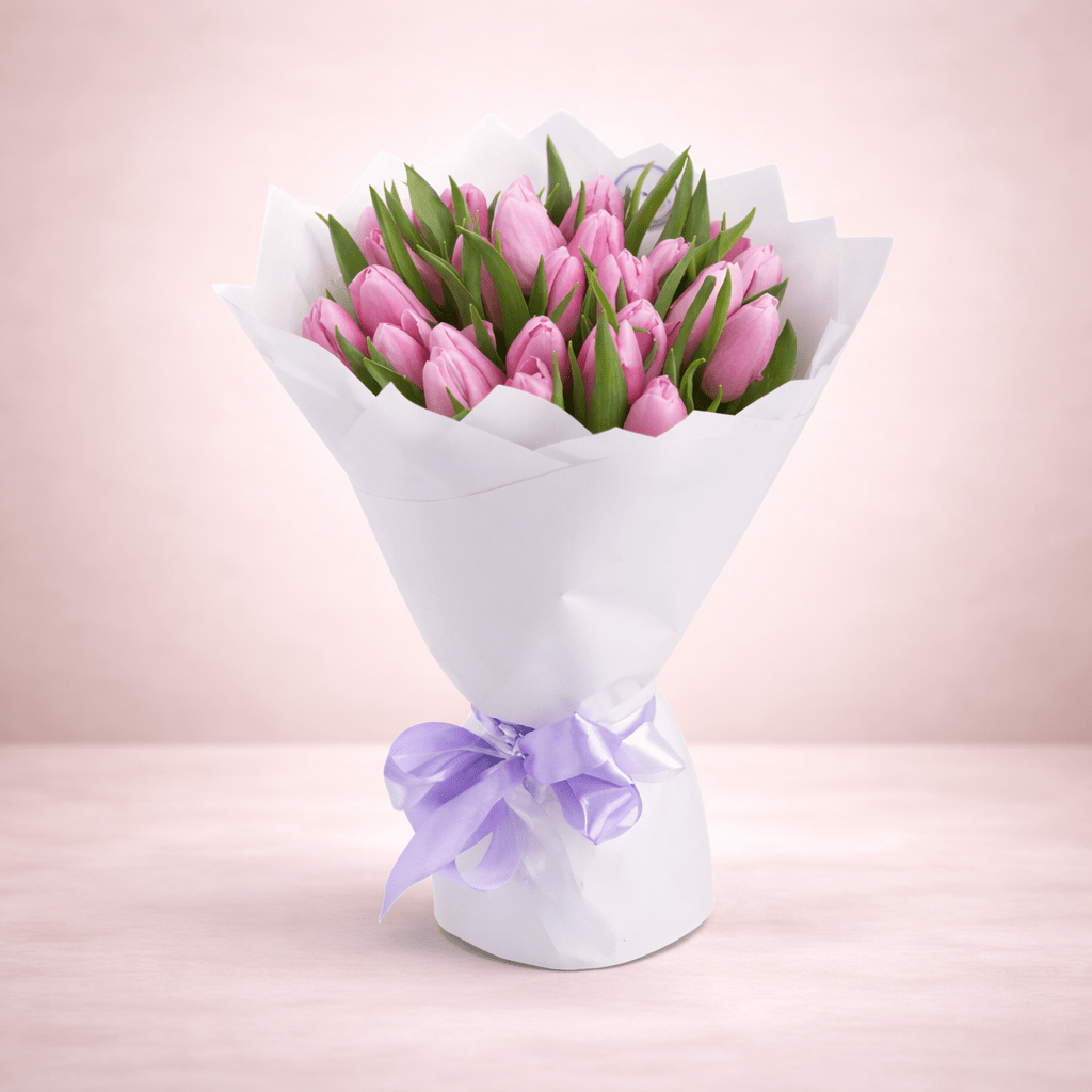 Blissful Pink Tulip Bouquet - Spring Floral Gift with 20 Tulips-italianflowerkw