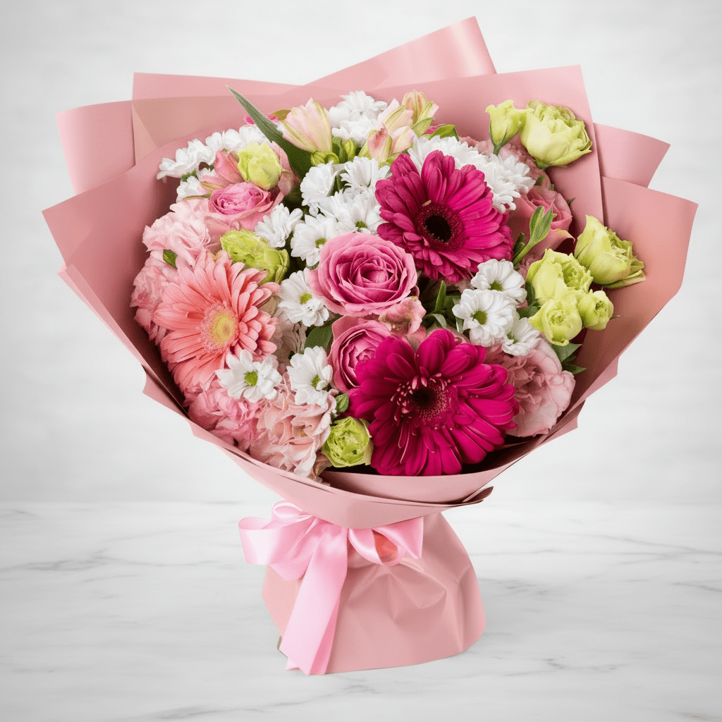 Pink Mixed Flower Bouquet Gift-italianflowerkw