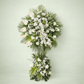 White Sympathy Flower Stand Arrangement.-italianflowerkw