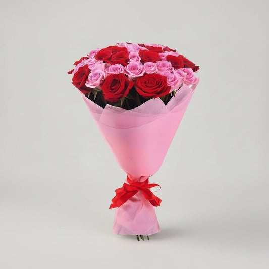 Romantic Pink Roses Bouquet-italianflowerkw