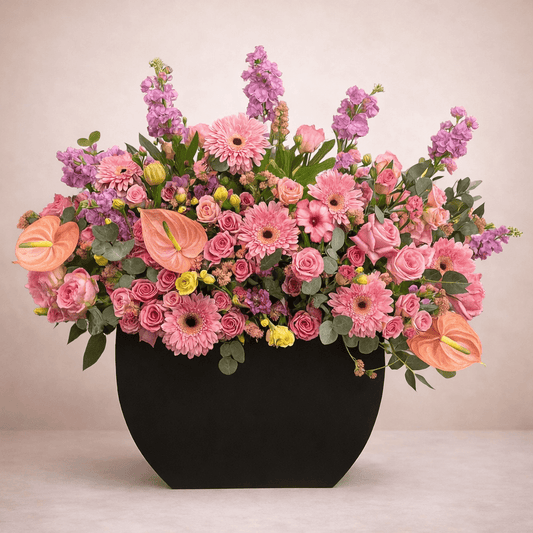 Luxury Pink Flower Arrangement in Black Vase-italianflowerkw