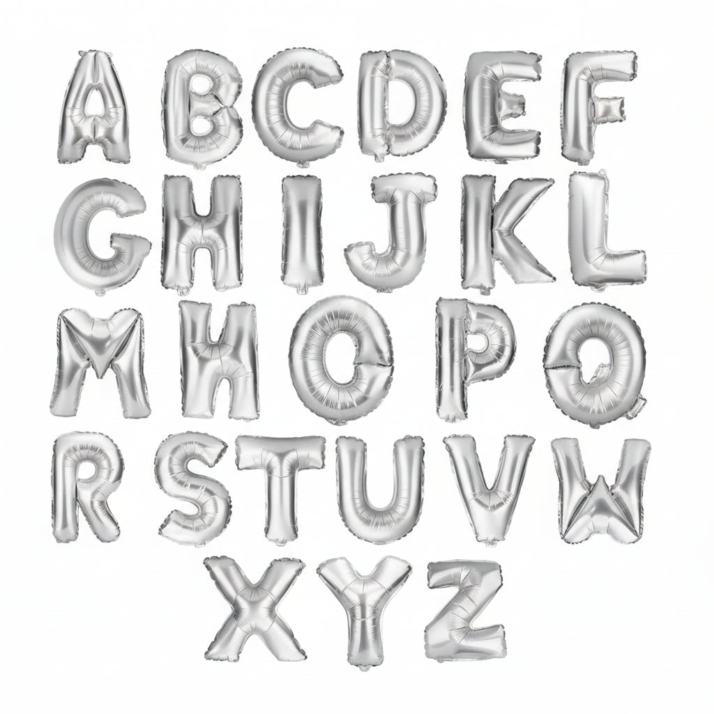 Silver Foil Alphabet A - Z Balloons - italianflowerkw