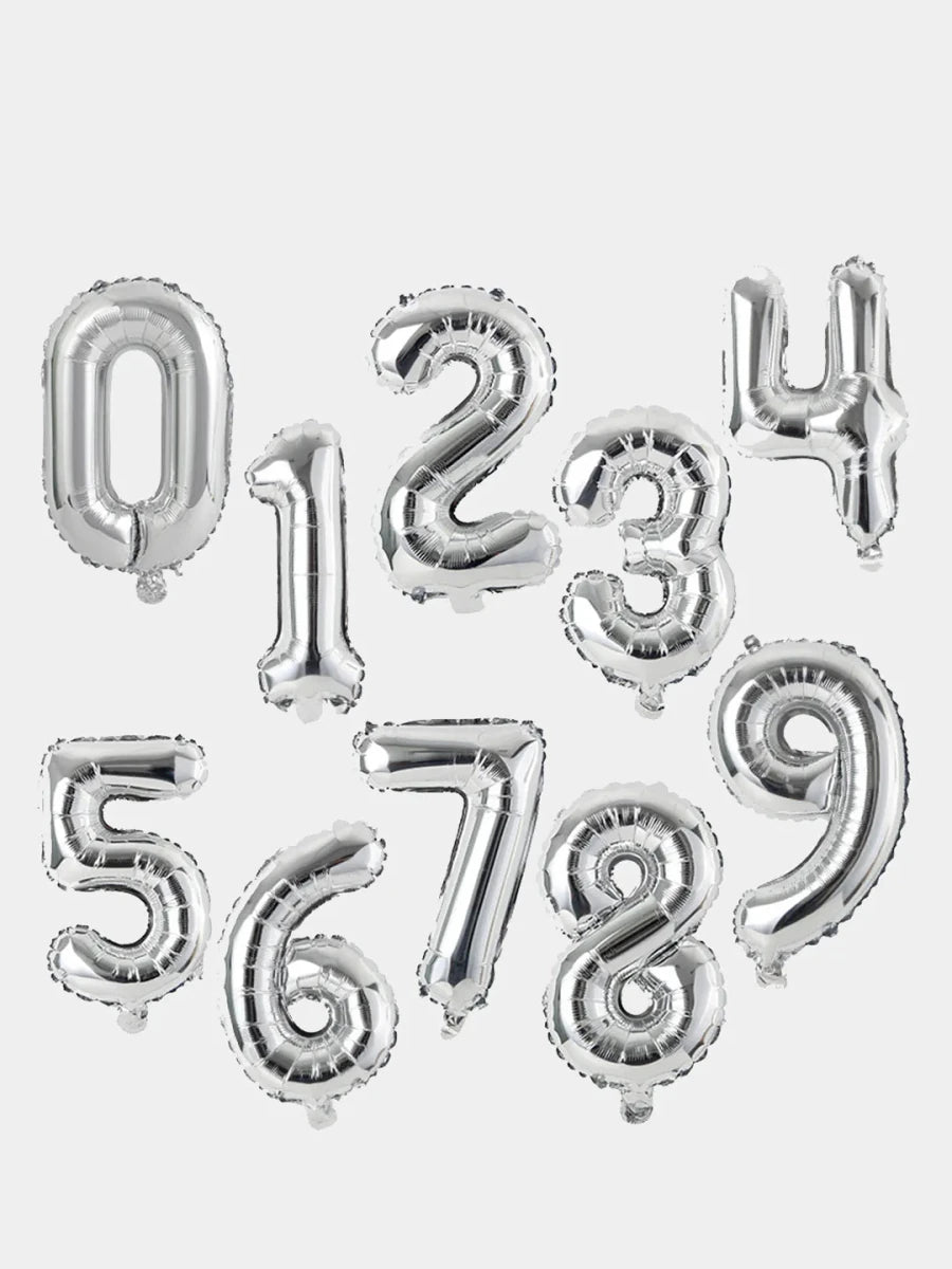 Silver Letters Numerical Foil Balloon - italianflowerkw