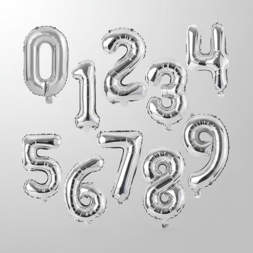 Silver Letters Numerical Foil Balloon - italianflowerkw