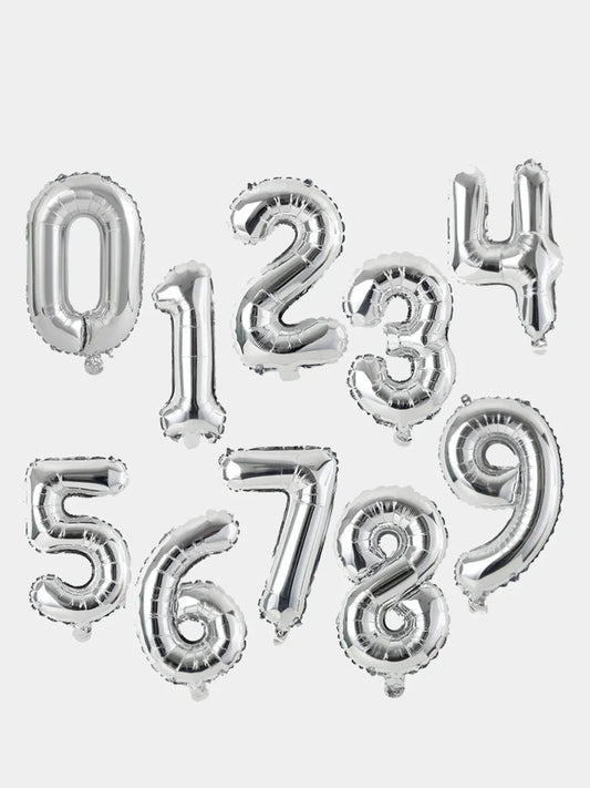 Silver Letters Numerical Foil Balloon - italianflowerkw