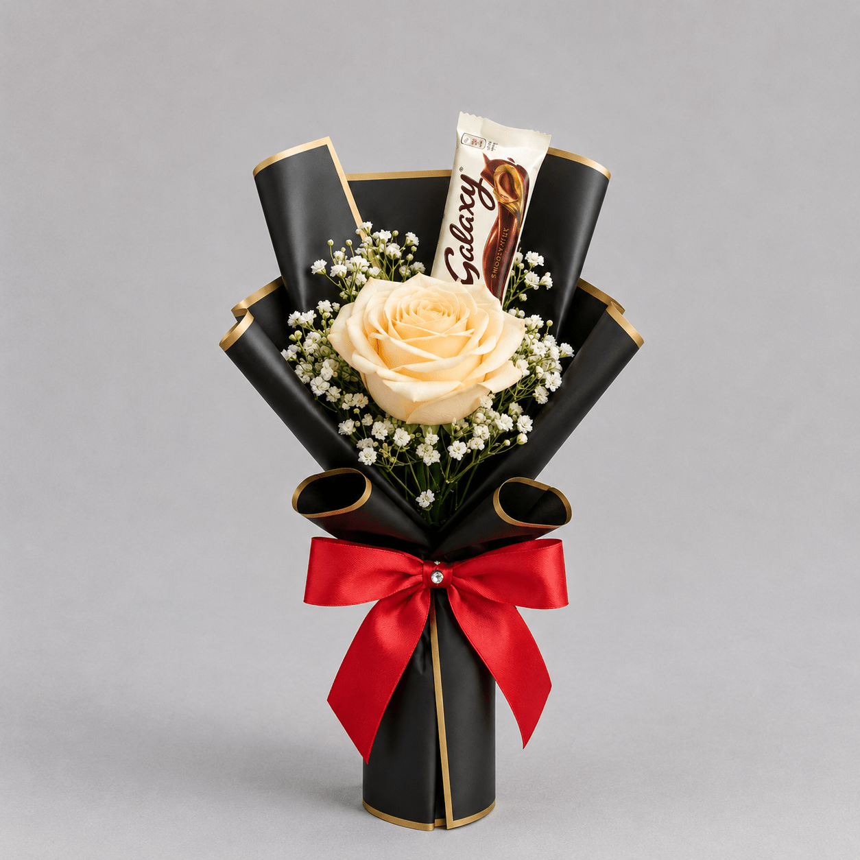 Single Rose Gift Kuwait Bouquet with Chocolate-italianflowerkw