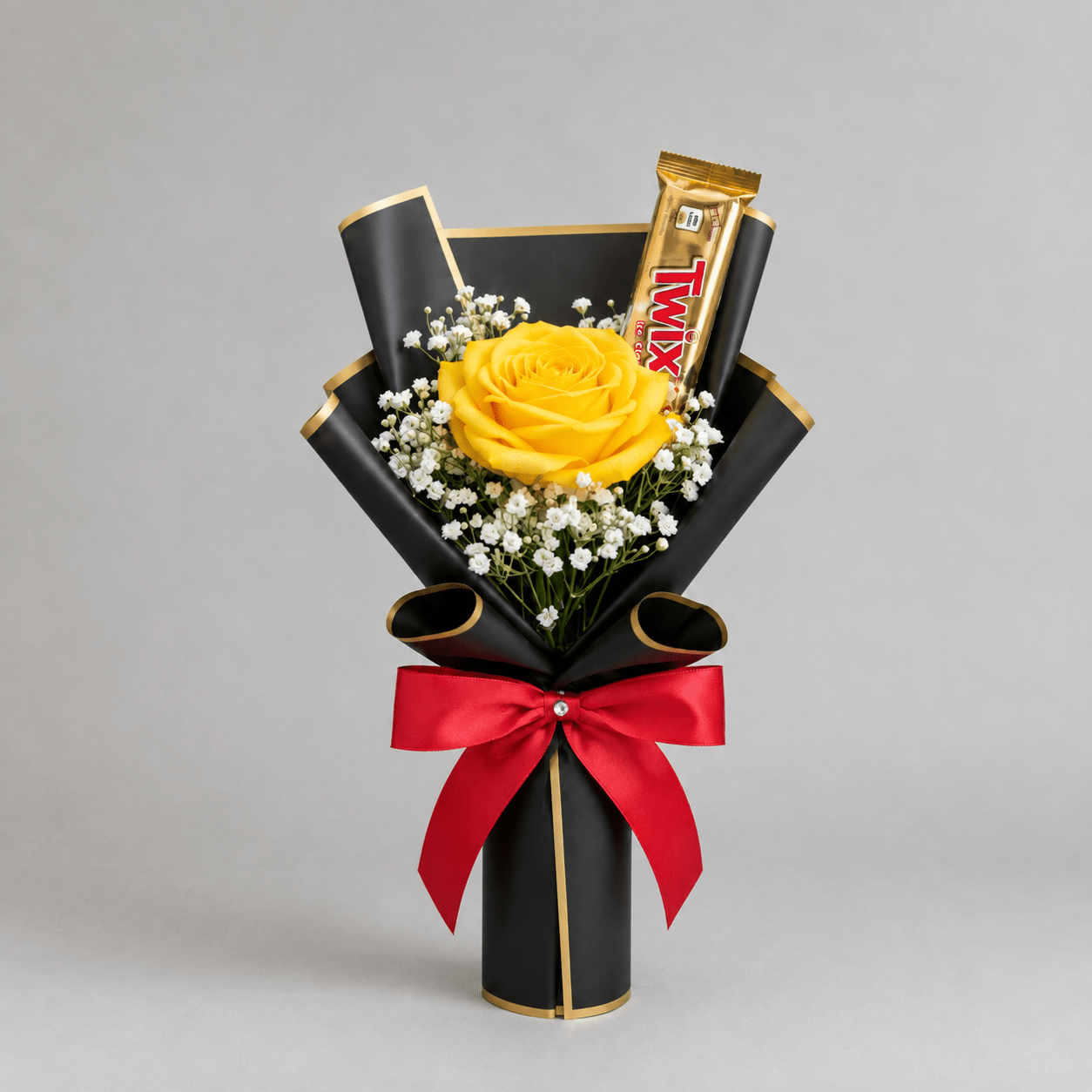 Single Rose Gift Kuwait Bouquet with Chocolate-italianflowerkw