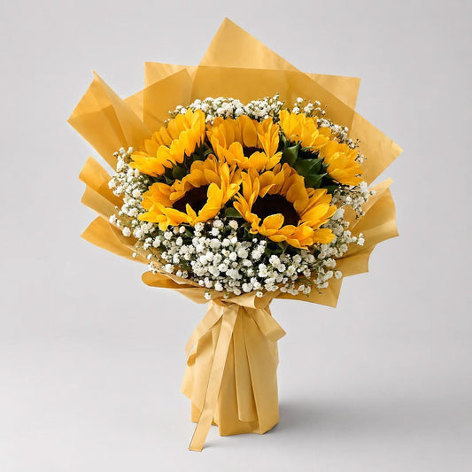 Sunflower Bouquet with Baby's Breath-italianflowerkw