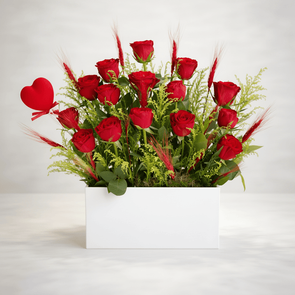 Romantic Red Roses Box Arrangement-italianflowerkwValentine