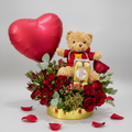Luxury Red Roses Gift Box with Teddy & Ferrero-italianflowerkw