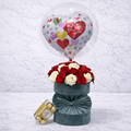 Luxury Roses Box with Ferrero & Love Balloon-italianflowerkw