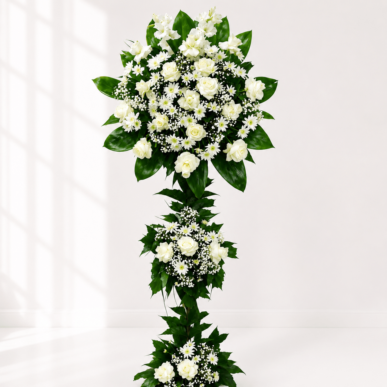 White Elegance Standing Floral Tower-italianflowerkw